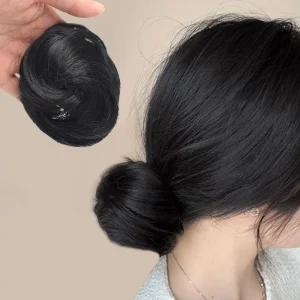 [언니네 가발] 똥머리 집게핀 가발(생머리) (블랙)