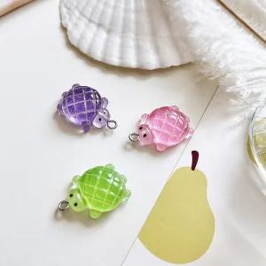 [1개]고리형 16x25mm 수지 반투명 거북이 3종 GP423-3 키링재료 팬던트