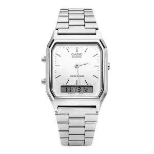 [카시오] 남녀공용 Analog Digital Square 메탈 손목 시계(R1)(AQ 230A 7DHDF)