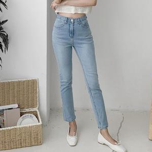여자 슬림핏 연청 일자데님팬츠 여름 청바지