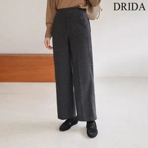 [하프클럽/] 여성 겨울 모직 빅사이즈 통바지 정장 밴딩 와이드 슬랙스 팬츠