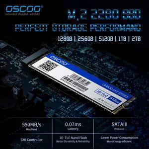 OSCOO SSD M2 SATA 2280 내장 하드 드라이브 512GB 6 Gb/s NGFF 노트북 및 데스크탑에 적합