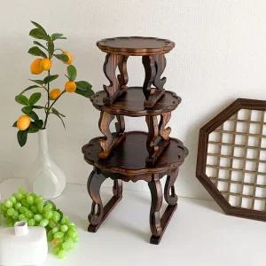 원목 전통 꽃모양 개다리소반 교자상 4size 나무 미니탁자 호족반 과일상 다과상