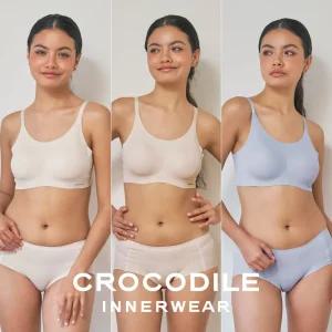 [크로커다일] 감탄브라 소프트핏 쉘론 스트랩 패드일체형 브라+팬티 6종세