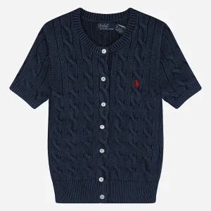 5S 211965756 001 여성 포니 반팔 케이블 니트 가디건 미드나잇 로얄 블루