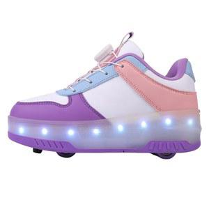 바퀴신발 롤러슈즈신발 분홍보라 382 바퀴운동화 레인보우 Black 보라 이중