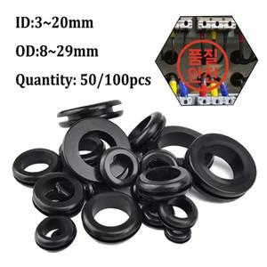 스페이서100/50pcs 고무 그로멧 자동차 퓨즈 액세서리 가스켓 보호 와이어 케이블 하드웨어 도구