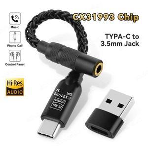HiFi 오디오 DAC 헤드폰 앰프 CX31993 칩 32b/384kHz 디코더 USB C-3.5mm 어댑터 케이블(iPhone15 16 Samsu