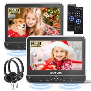 1080P HDMI 입력이 가능한 10.5인치 듀얼 휴대용 DVD 플레이어, 아라푸나 자동차 DVD 플레이어 듀얼 스크린 플레이, 자동차용 헤드레스트, USB/SD 지원, 라스트 메모리