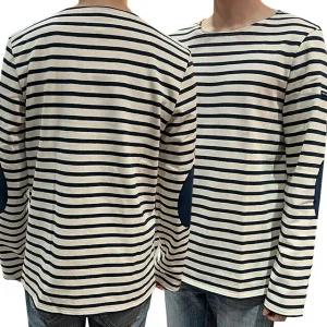 [명품] 세인트 제임스 메리드 모드 엘보 패치 긴팔 티셔츠 0407 ECRU MARINE