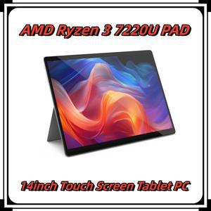 AMD Ryzen 3 7220U 패드 14 인치 듀얼 터치 스크린 노트북 태블릿, 윈도우 11 프로 LPDDR5 SSD 2242 M.2 5