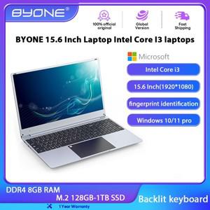 BYONE 15.6 인치 노트북 인텔 코어 I3 노트북 8GB RAM SSD 128GB 256GB 512GB 1TB BT4.2 WiFi5 LPDDR4 경량