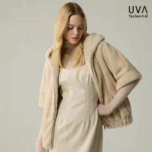 25FW Faux 밍크 후드 케이프 자켓