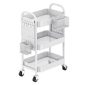 타공보드 트롤리 3단 무빙 철제 페그보드 북 카트 선반 정리함 정리용품 화이트 PEG-3