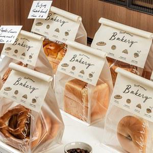 감성 식빵 포장 비닐 토스트 제과점 양과자 디저트 흰색레터링 중형 번에 포장비닐 원형