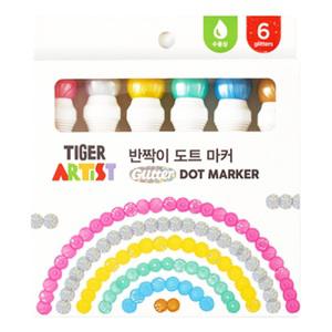 상상플레이 콩콩 찍어 완성하는 간편한 미술놀이 반짝반짝 글리터 도트마커 6색 세트 어린이 선물