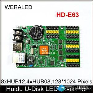 Huidu HD-E63 U 디스크 및 RJ45 이더넷 포트 단일 컬러 듀얼 대형 LED 메시지 보드 컨트롤러 P4.75 P10 모