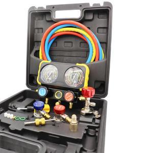 자동차 에어컨 냉매 급유 도구 세트 듀얼 게이지 압력 수리 부품 포함 r134a