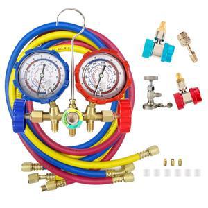 냉매 매니폴드 게이지 에어컨 세트 도구 R12 R404A 1.4M 호스