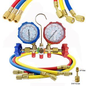냉매 매니폴드 게이지 세트 에어컨 진단 도구 후크 호스 충전 R410A R32