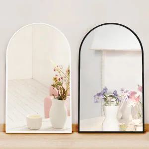 플로스 아치형 화장대 욕실 벽 거울 인테리어 벽걸이 원형 나무 우드 거울 엔틱 원목