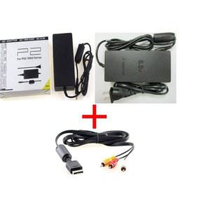 비디오 게임 액세서리 PS2 슬림 AC 어댑터 전원 코드 공급 장치 + 오디오 AV 케이블 바이 (Revolt Gamer)