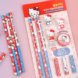 산리오 캐릭터즈 피규어 연필 보호캡세트 헬로키티 연필깎이 문구세트 생일 답례품 새학기준비물