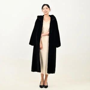 우진모피(WJ) 코펜하겐 퍼 휘메일풀스킨 블랙 후드 롱밍크코트 국내생산 본사직영