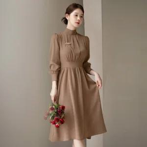 [시크라인] (~XXL까지) 노아르벨 셔링 타이 플레어 원피스 가을 하객룩 오피스룩 모임룩 격식룩 빅사이즈