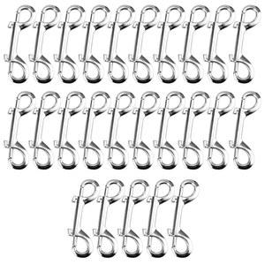타이컷 25피스 4인치 더블 엔드 볼트 스냅 후크, 아연 합금 롱 트리거 클립, 키 체인 개 목줄 칼라 가죽 벨트 로프, 실버를 연결하는 양면 금속 스프링 후크