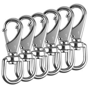 KINLINK 304 스테인리스 스틸 회전 스냅 후크, 6팩 3.5인치 깃대 클립, 로프용 헤비 듀티 스프링 개 목줄, 열쇠고리, 보트 앵커 로프, 버드 피더