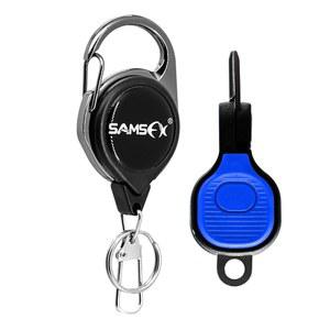 접이식 테더가 있는 SAMSFX 낚시 니퍼 브레이드 모노 플루오로 라인을 자르는 스테인리스 블레이드 스나이프 낚싯줄 커터 파란색