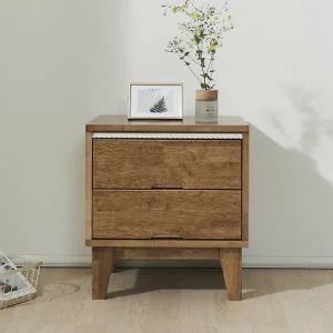 [히트가구] G4104 고무나무 원목 2단 협탁 450 (착불)