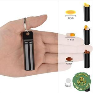 방수 알루미늄 알약 상자 키 체인 Carabiner 의학 케이스 컨테이너 병 홀더 야외 PillBox