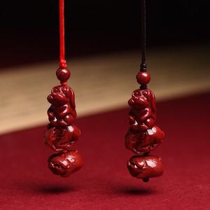 2024년 붉은 모래 용 조디악 삼운 모바일 폰 펜던트 행운의 부적 원숭이 수탉 해 선물 천연 옥