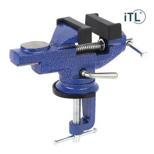 탁상바이스 C형 클램프 만력기 목공 주강 주물 소형 퀵그립 고정 바이스 테이블 360도 수평 회전 앵글 60mm 70mm 보호패드 커버