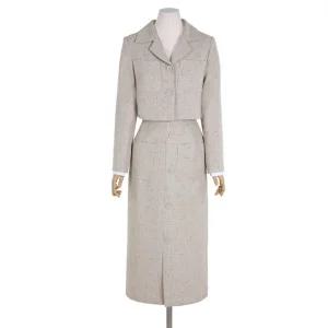 [예쎄오피스] (예쎄) 페미닌 트위드 자켓+버튼 롱 스커트 세트(S3SSE404A)