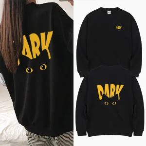 다크냥이 맨투맨 긴팔 BOX 여성 오버핏 티셔츠 (2컬러) 박시핏 빅사이즈