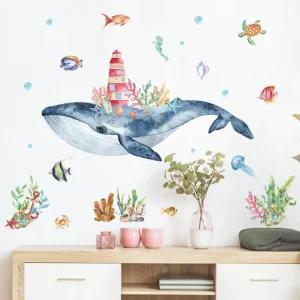 키밍 포인트 벽지 인테리어 시트 고래 스티커 아이방