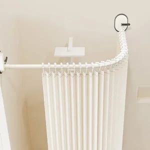 무타공 욕실  자 코너 커튼봉 압축봉 90-130cm