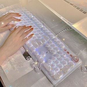 조약돌키보드 게이밍 크리스탈 투명 데스크탑 소리 블록 청축 백색광 윤활 사무실 투명키보드