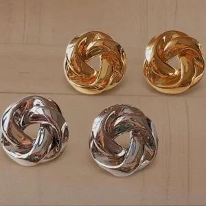 /신상오픈런 여성용 일상 트위스트 메탈 귀걸이