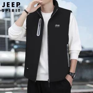 JEEP SPIRIT 겨울 조끼 민소매 따뜻한 스탠드 칼라 남성 경량 패딩 조끼