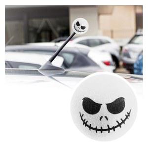 할로윈 해골 으스스한 스마일 자동차 안테나 토퍼 장식, 귀엽고 재미있는 자동차용 볼, 차량용 액세서리 장착 트럭 SUV (화이트)
