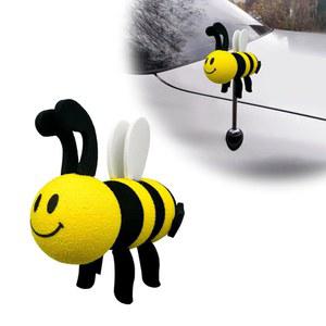 Wevdn 비 자동차 안테나 토퍼, 지붕 장식용 귀여운 공중볼, EVA 꿀벌 해피 페이스 모자, 주차장에서 쉽게 찾을 수 있는 자동차, 외장 액세서리(화이트)