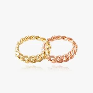 [엘렌쥬얼리]14K 18K 할로우 메디앙 면 체인 금 반지