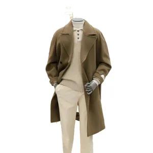 [롯데백화점]본 F/W 헝가리 구스 빅 라펠 캐시미어 베이지컬러 남성 롱 코트 (BN3WHA584BE)