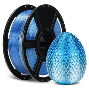 플래시포지 실크 듀얼 컬러 필라멘트, 파란색에서 은색 그라데이션, 부드러운 색상 변화 3D 프린터 필라멘트 1kg (2.2파운드) 스풀, 사용하기 쉽고 대부분의 FDM 3D 프린터에 적합한 3D 프린팅 필라멘트