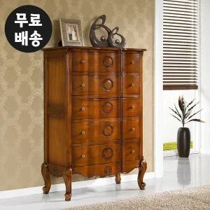 [벤티스가구]클 마호가니 원목 서랍장 엔틱 높은 5단 체스트 옷장 서랍장 옷 안방 거실 가구(900)