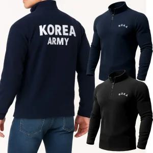 남성긴팔티셔츠 겨울 기모 반집업 후리스 스판 로카티셔츠